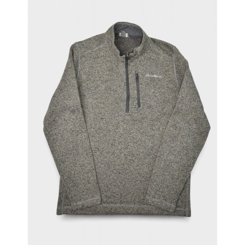 Eddie Bauer Sweater Mens Medium Grey 1/2 Zip Fleece Pullover EM31LK112